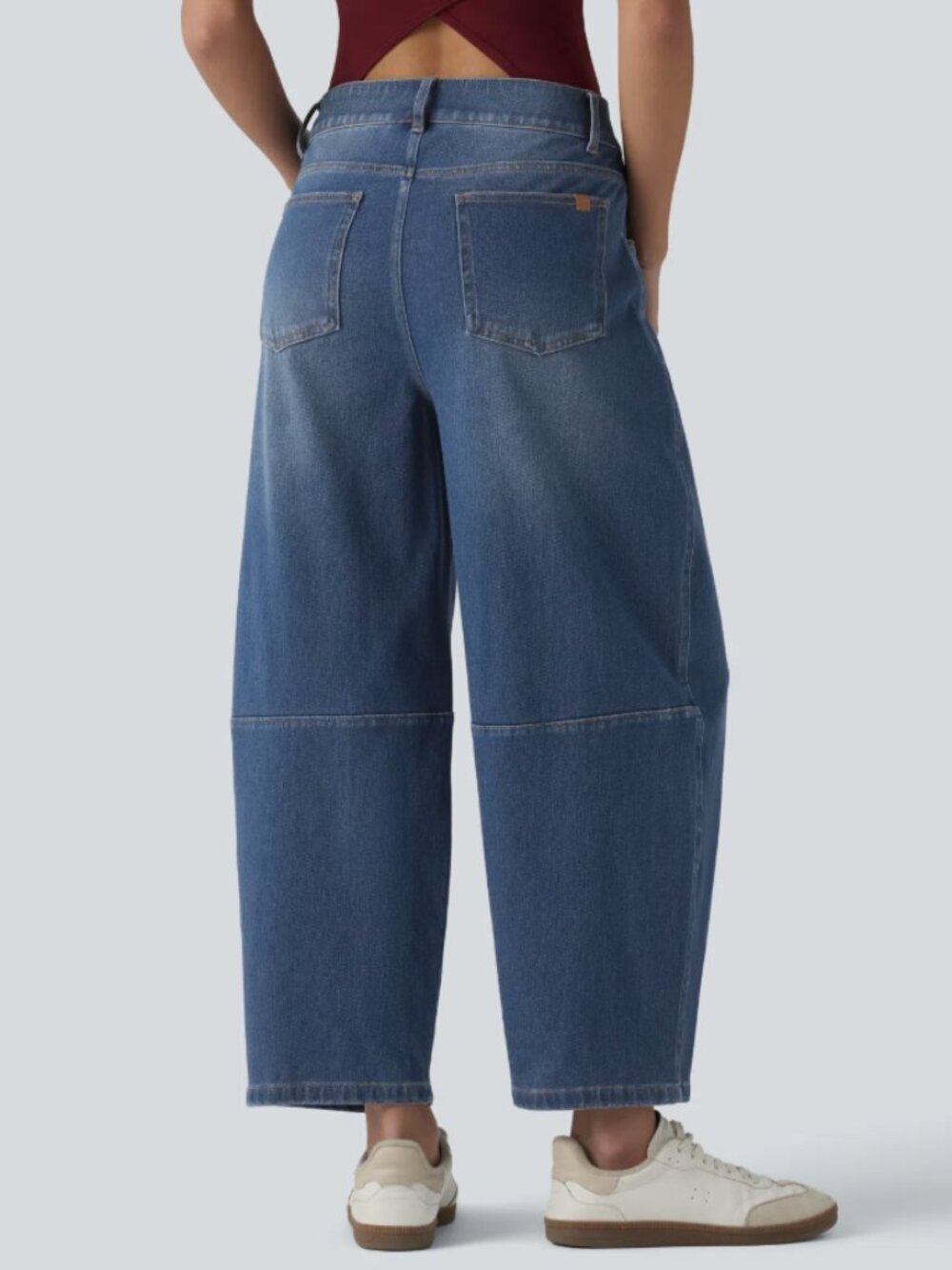 Halara - Low Rise Barrel Leg Jeans - Picture 2 of 7